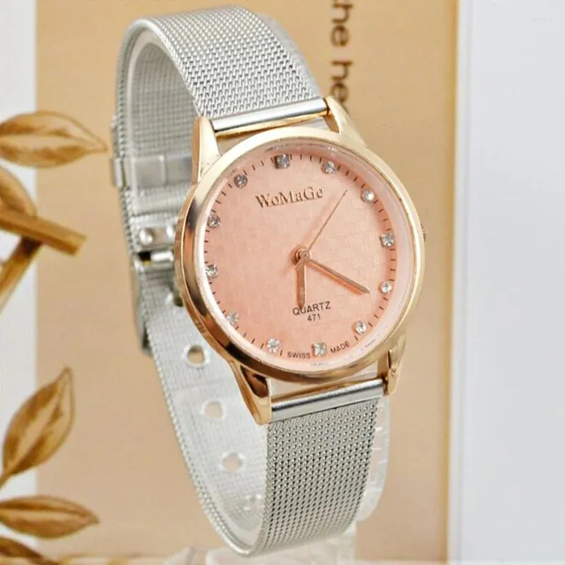 Horloges Merk Womage Horloge Dames Volledig Staal Analoog Quartz-Horloge Mode Casual Mesh Horloges Relogios Feminino