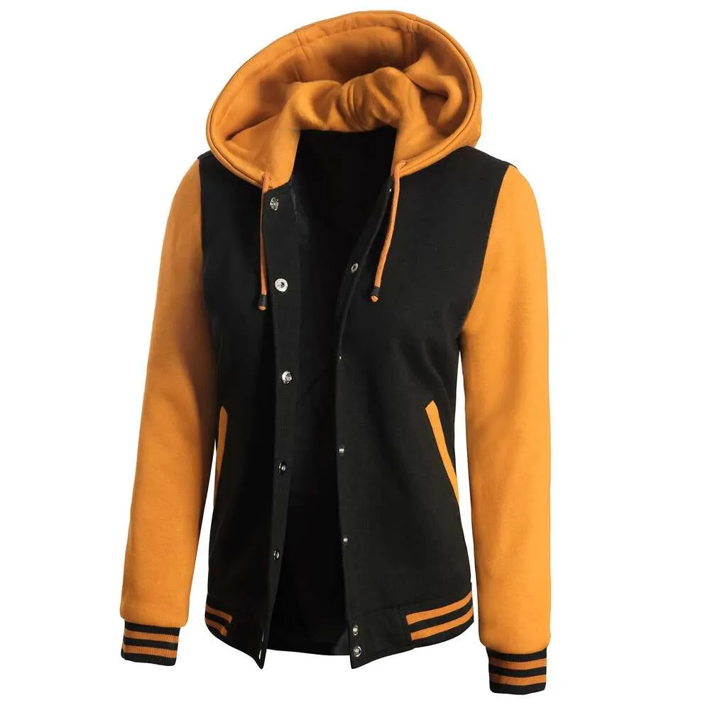 Decrum Hooded Varsity Jacket Damen – Letterman Highschool Baseball Bomber Damen Leichte Jacken