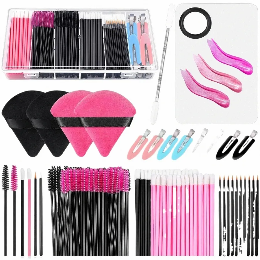 Kit per il trucco da 234 pezzi che include scatola portaoggetti in plastica, fermaglio per capelli, pennello per eyeliner, stick nero per occhi e applicatore per rossetto 13pm#