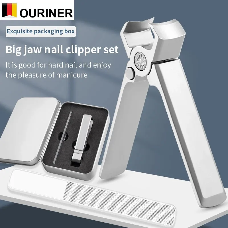 Wide Jaw Nail Clippers Stainless Steel Manicure Cutter Thick Hard Toenail Fingernail Scissors Trimmer Tools 240307