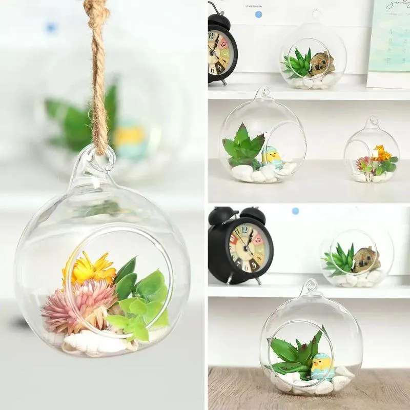 Vasos planta pote decoração de casamento boca aberta microlandscape recipiente decoração de natal garrafa de vidro transparente bola fillable bauble