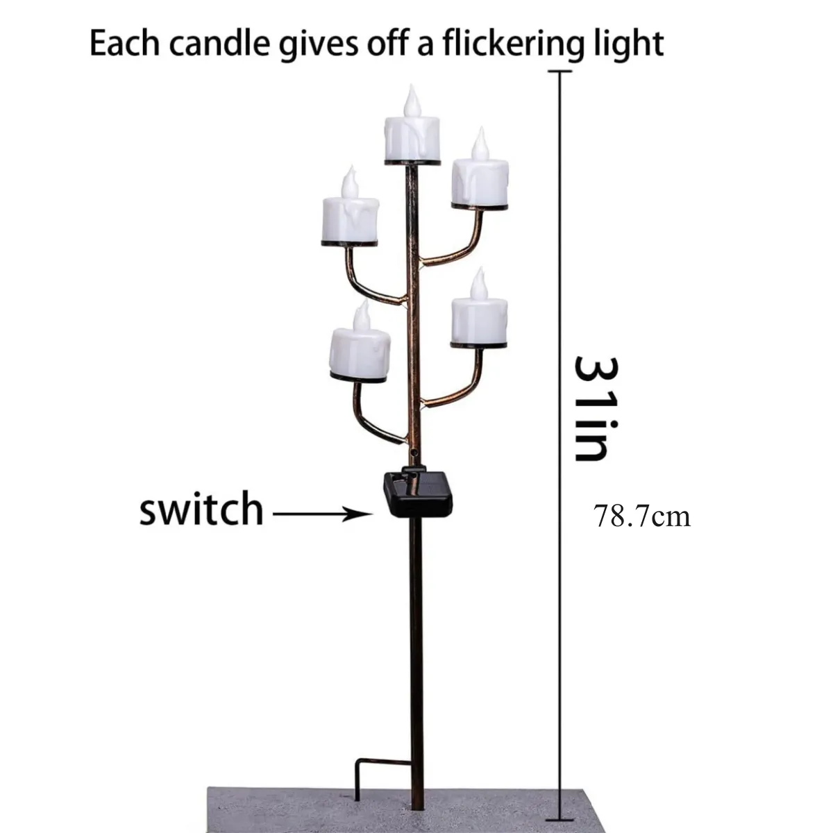 Luzes solares de vela de jardim, luzes cintilantes de caminho de impermeabilização ao ar livre, luzes de estaca solar, decoração de caminho de pátio de quintal para festa de casamento e aniversário