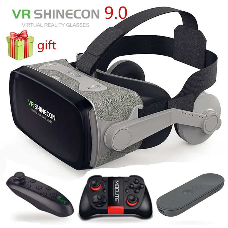 장치 Shinecon 9.0 Casque VR 가상 현실 안경 3D 고글 헤드셋 헬멧 스마트 폰 스마트 폰 Google 판지 스테레오