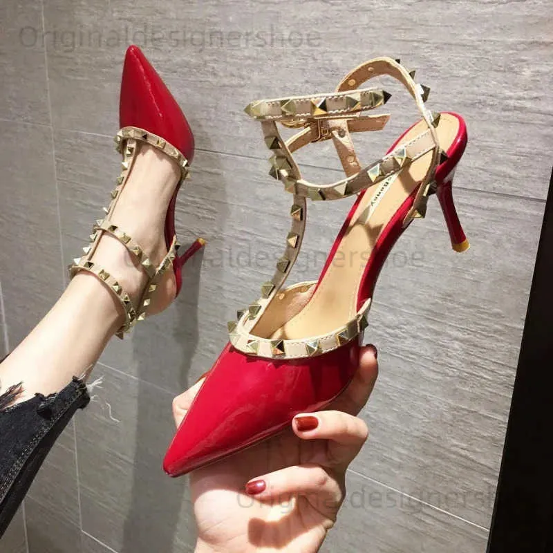 Sandals Maogu Designer Pointed Toe Stripper Shoes Lady Black High Quality Pumps Zapatos Dama Stiletto Heel Women Fashion Red High Heels T240323