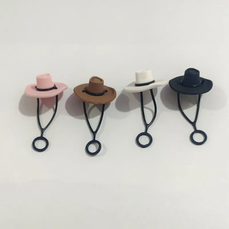 Drinking Straws 4pcs Silicone Cowboy Hat For Cups Straw Covers Cap Cute Funny Tumbler Topper Accessories Man & Woman Students Gift