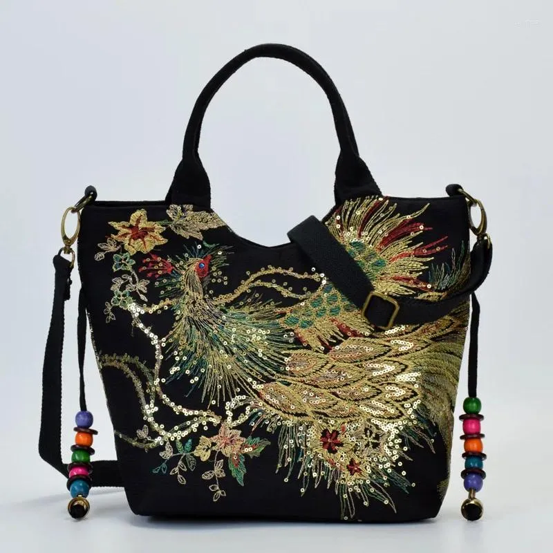 Omuz çantaları çok yönlü bir haberci çantası kadın 2024 ulusal tarzı işlemeli tuval nakış moda çanta