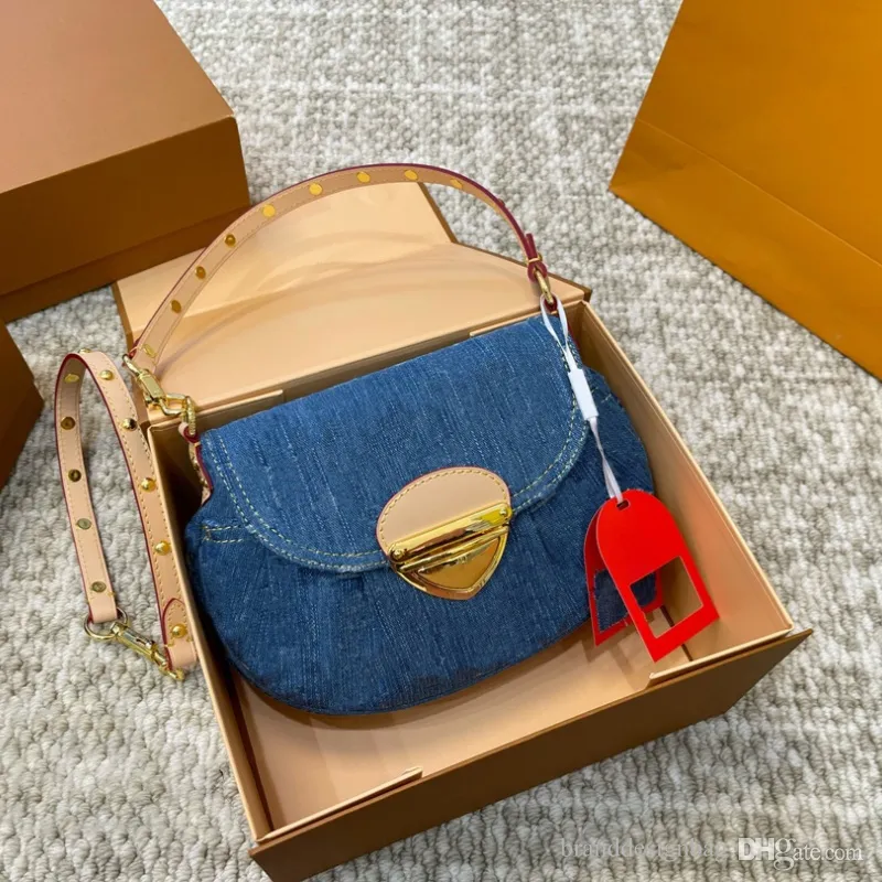 Designer klasyczny zachód słońca jeansowy torba dla kobiet torebka moda klapa crossbody skórzana portfel luksusowy marka Wysoka jakość torebki