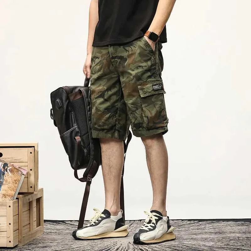Men's Shorts Camouflage cargo shorts mens summer cotton tactical shorts with pockets outdoor hiking military shorts military green 24323