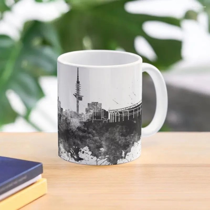 Canecas Hannover Skyline em aquarela preta Caneca de café Cerâmica Conjunto criativo Espresso