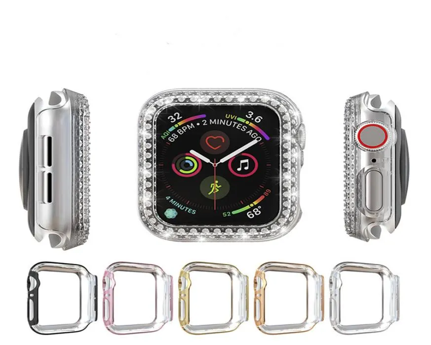 Diamond PC -omslag för Apple Watch SE Series 6 5 4 3 2 Case Women PC Protect Bmuper för iWatch 40mm 44mm 38mm 42mm Frame1037417