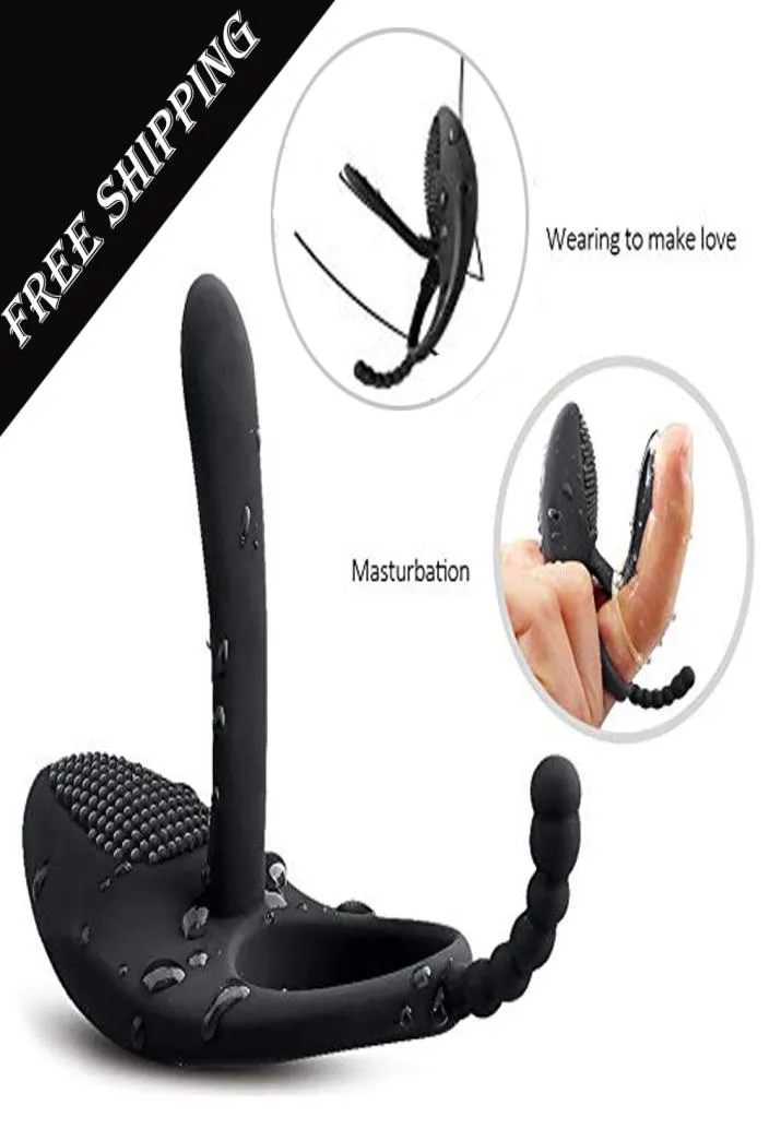 Vibrerande ring penis strapon dildo vibrator kvinnlig anal vagina klitoris stimulator sex leksaker för vuxen man kvinna par massager m5078056