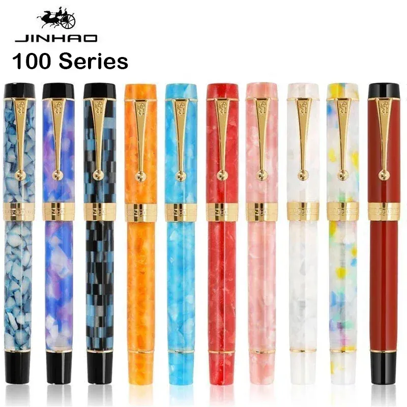 JINHAO 100 Centennial Resin Gold Clip Füllfederhalter EF F M Stift Studenten Stifte Business School Bürobedarf Schreibwaren PK 9019 240319