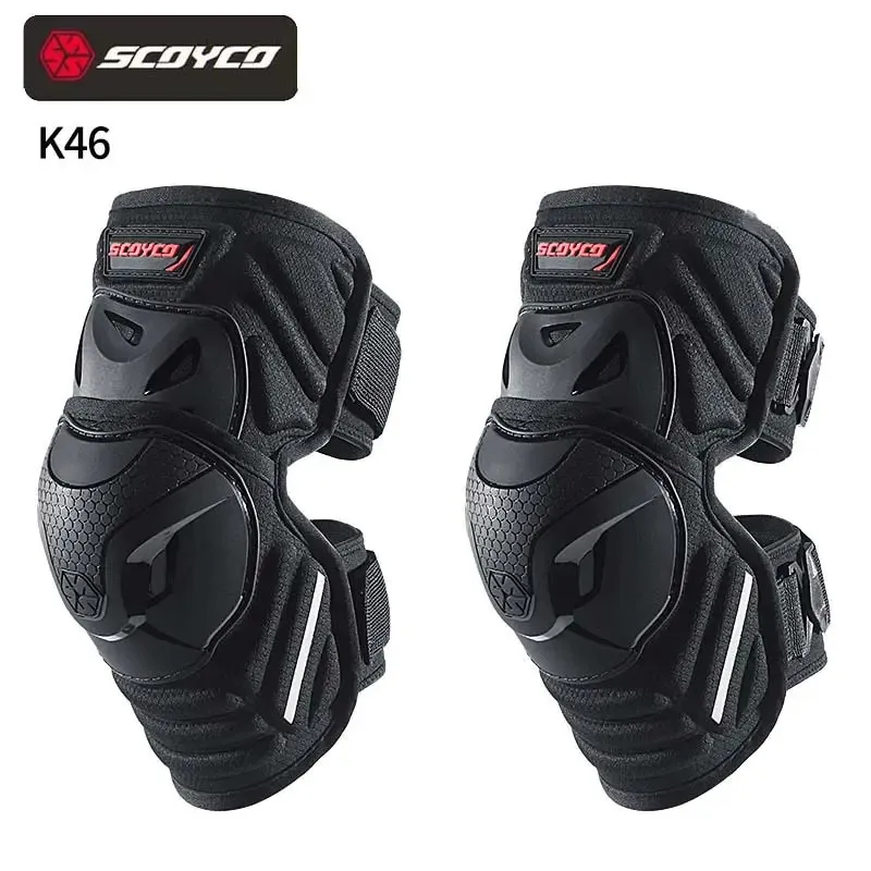 Genouillères Moto Cross & VTT – Protège-Tibias PE + EVA, Ajustables, Confort Max, Paire Noir/Rouge Ou Tout Noir