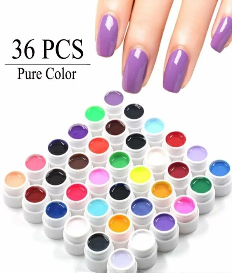 Whole36 Pure Color UV Gel Nail Art Советы DIY Украшения для ногтей Маникюр Гель-лак для ногтей Расширение Pro Гель-лаки Макияж T2113732