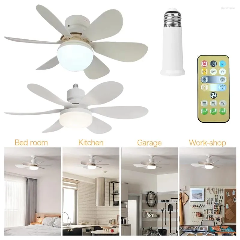 Ceiling Lights E26/27 Socket Fan LED Light Bulb With Remote 40W/30W Warm Dimmable Timing For Garage Kitchen Bedroom