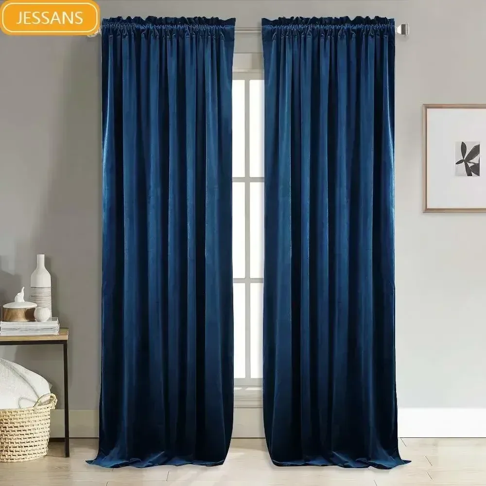 Cortinas modernas de veludo sólido, cortinas blackout de tamanho personalizado, macias e confortáveis, cortinas de janela para sala de estar, quarto, sala de jantar