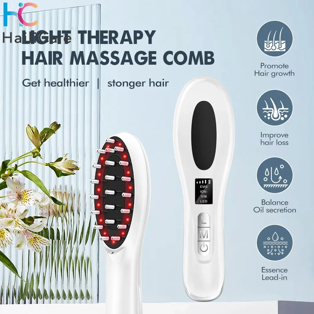 Traitements Peigne de Massage vibrant EMS thérapie par la lumière LED rouge Massage des cheveux brosse du cuir chevelu pour la croissance des cheveux Anti perte de cheveux Massage du cuir chevelu