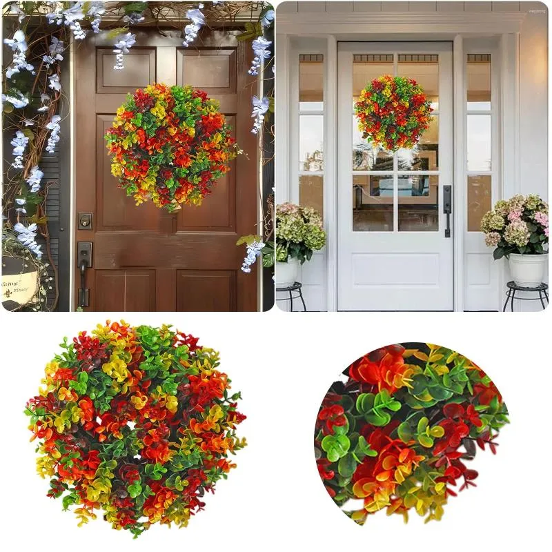 Decorative Flowers Spring Wreath Door Hanger Welcome Sign Simulation Hanging Home Decoration Pography