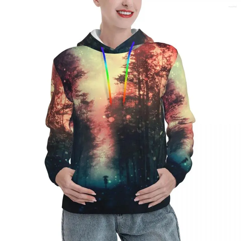 Dameshoodies Magisch Bos Herfst Hemel En Sterren Print Street Fashion Sweatshirts Met Capuchon Paar Grappig Ontwerp Oversize Pullover Hoodie