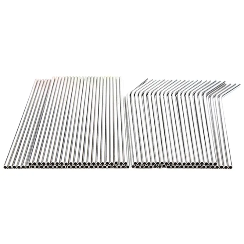 Schroevendraaiers 100pcs Metal Straws Can Be Reused 304 Stainless Steel Drinking Water Pipes 215 Mm X 6 Mm Curved Straws and 50 Straight Straws