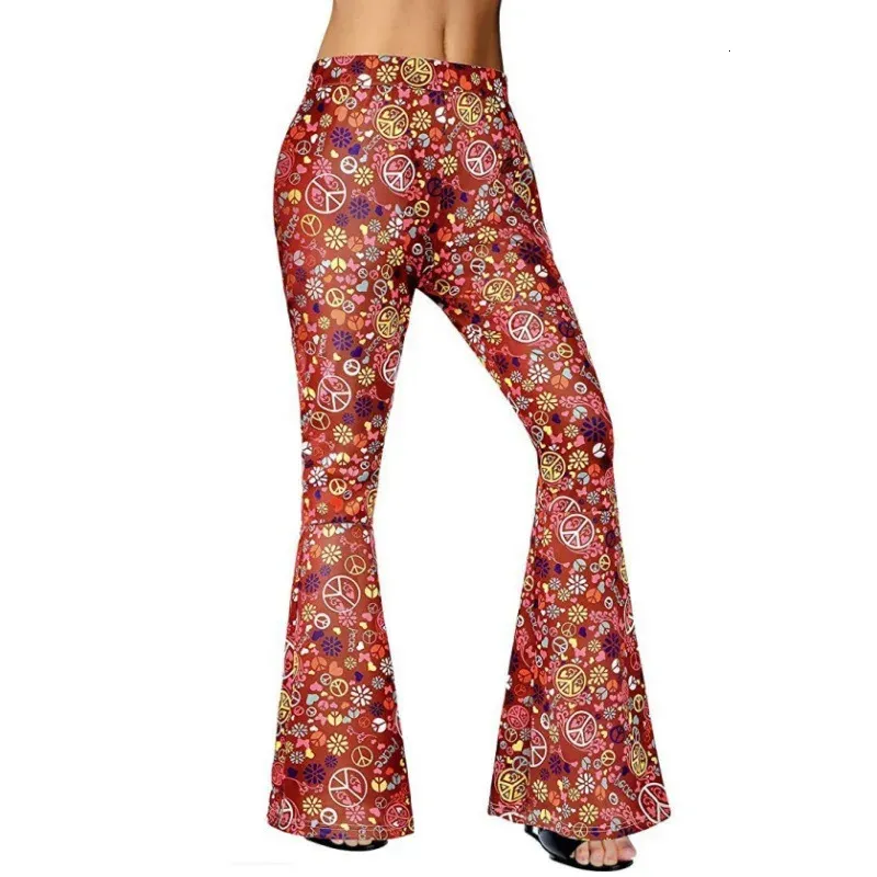 Womens Pants Hippie Clothing Fashion Wideleg Bellbottoms Color Bump Printed and Headscarf Y2k Flare Pant Sets 240320