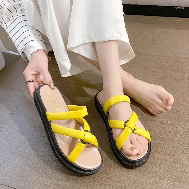 Slippers Women 2024 Summer Fashion Luxury Women's Shoes Open Toed Beach Thick Sole Casual Flip Flops Zapatos De Mujer