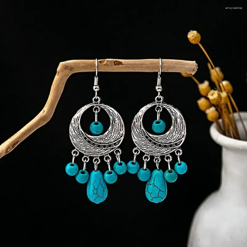 Dangle Earrings Tassel Turquoise Blue Bohemia Ethnic Style Earring Fashion Jewelry Ear Hook Drop Women