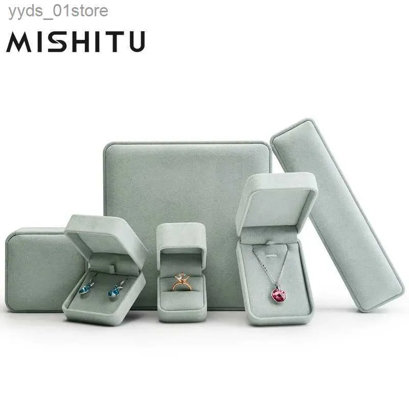 Jewelry Boxes MISHITU Premium Design Ice Blue Series Jewelry Box Ring Box Necklace Earring Gift Box Packaging Box L240323