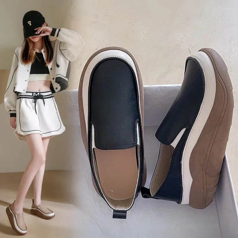 Sapatos casuais 2024 mulheres mocassins apartamentos mules sapato designer de luxo primavera preto plataforma tênis deslizamento em couro oxford