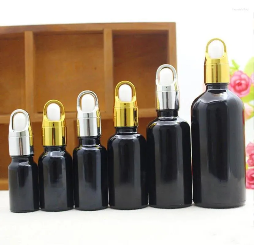 Garrafas de armazenamento 100ml garrafa de vidro preto óleo essencial líquido soro complexo recuperação conta-gotas gel cuidados com a pele embalagem cosmética