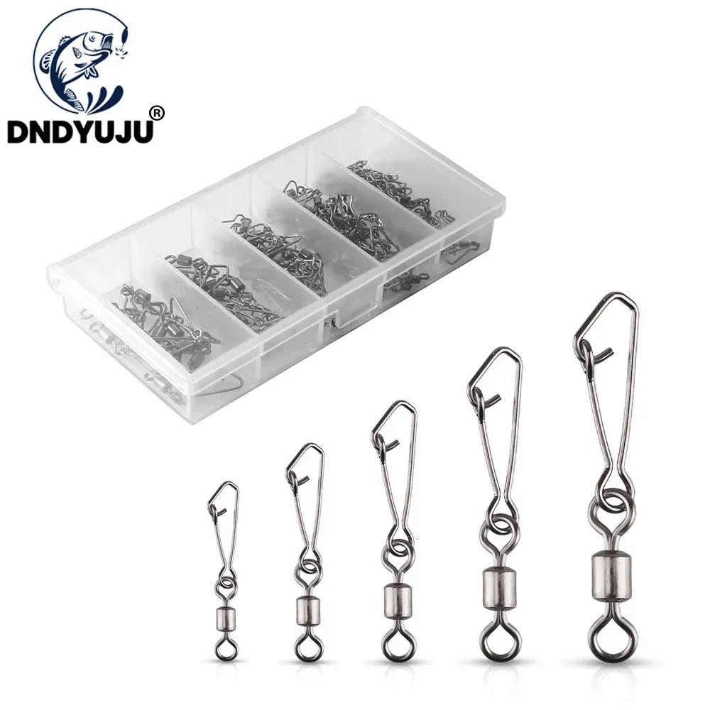 DNDYUJU 100pcs Stainless Steel Fishing Connector Pin Bearing Rolling Swivel 4#12# Lure Hook Link Tackle Accessories 240312