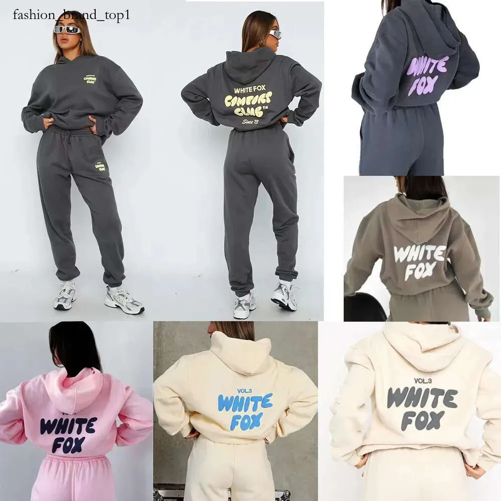 Designer Whites Fox Hoodie Autumn/Winter Casual Sweatshirt Women Two-Piece Set Long Sleeve Hoodie Alfabet Engelska trycktröja och svettbyxor set