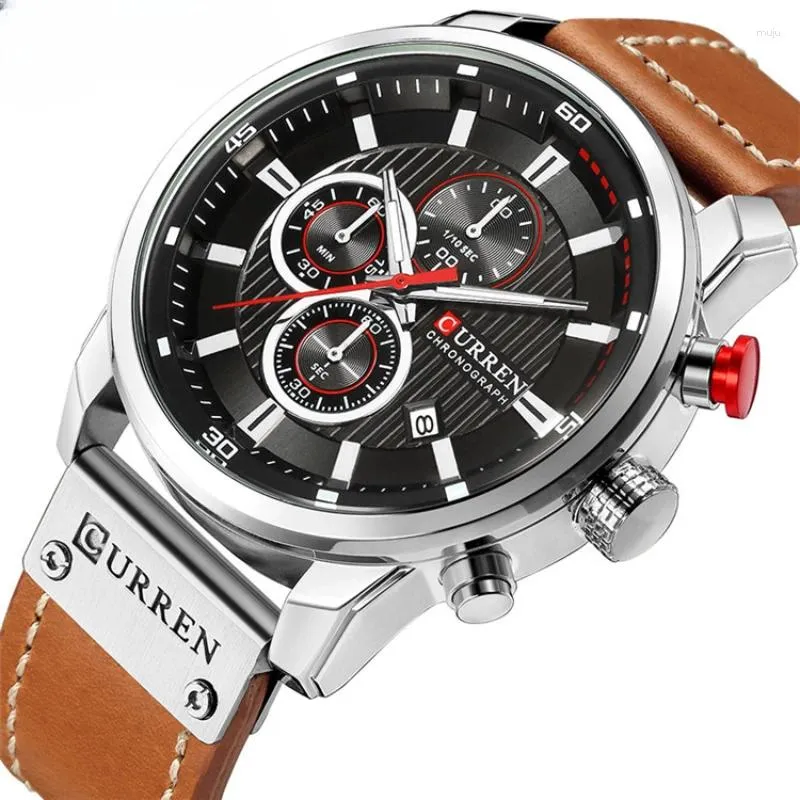 Armbanduhren 8291 Sechs-Zeiger-Chronographenuhr Herrenmode Multifunktion