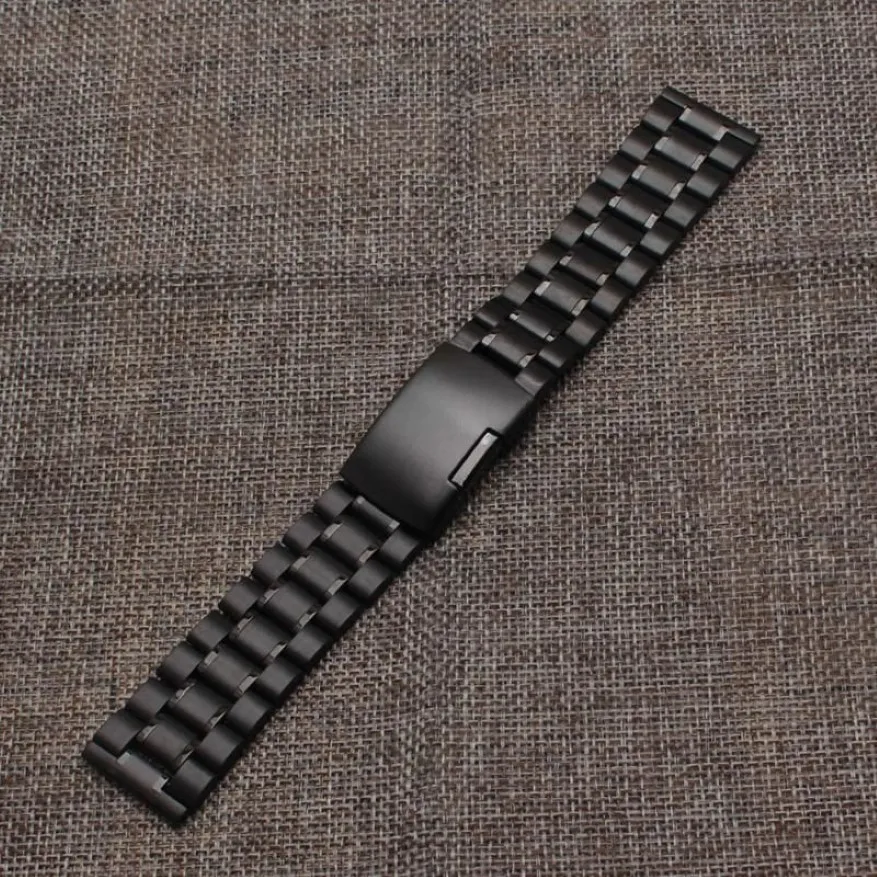 Uhrenarmbänder Armband Schwarz 18mm 20mm 22mm 24mm Edelstahl Metallarmband Armband Einseitiger Knopf Gerades Ende Handgelenkband auf Sa238M