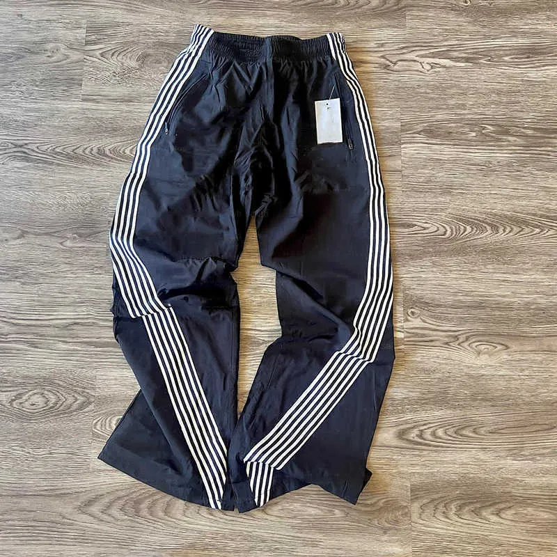 Ysjy Pantaloni sportivi a gamba larga con nastro grafico personalizzato da uomo Y2k Pantaloni sportivi dritti in nylon streetwear