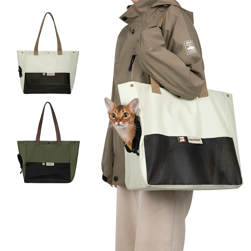 Cat Bag One Shoulder Canvas Transport Bag Portable Handbag Puppy Kitten Sling Bag Out Travel Ryggsäck 240307