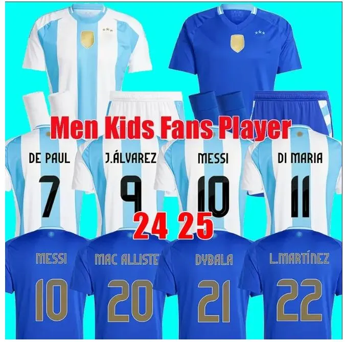 Fani graczy Argentyna Koszulki piłkarskie 2024 2025 E.Fernandez J.Alvarez Martinez Dybala Di Maria de Paul Mac Allister E.Martinez 24 25 Football Men Men Kids Koszulki