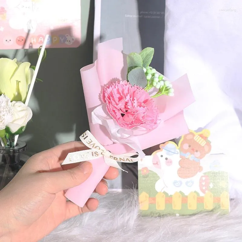 Dekorativa blommor 2024 Mors dag gåva tvål blomma nejration gäng lådan konstgjord vacker romantiker