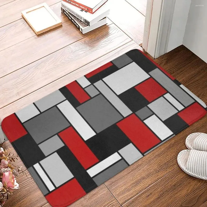 Bath Mats Abstract Grid Mat Colorful Bathroom Carpet For Shower Home Decor Soft Protective Floor Non-slip Graphic Toilet Pad