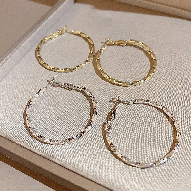 Серьги-кольца S925, медные серьги-кольца, серебряные иглы, большие круглые серьги, женские серьги-кольца, серьги в том же стиле, ювелирные изделия
