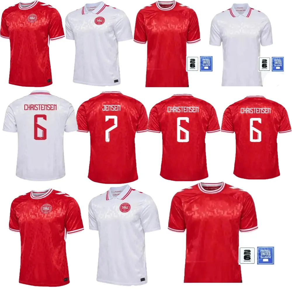 Nya modeller Danmark Red Soccer Jerseys Eriksen Home Red Away White 24 25 Hojbjerg Christensen Skov Olsen Braithwaite Dolberg Football Shirts Jersey