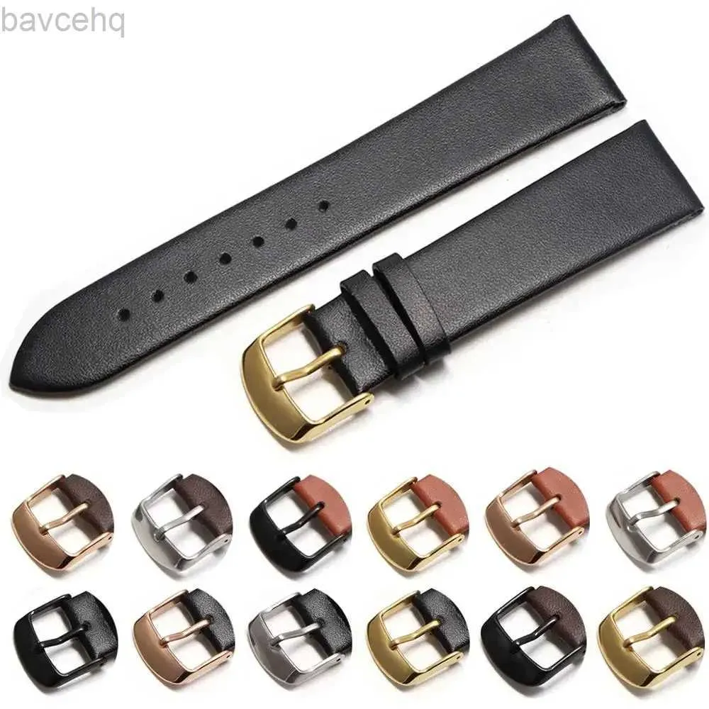 Watch Bands Cowide -Gurt echtes Leder 18mm 20 mm 22 mm dünnem glattem Gurt geeignet für Smartwatches 24323