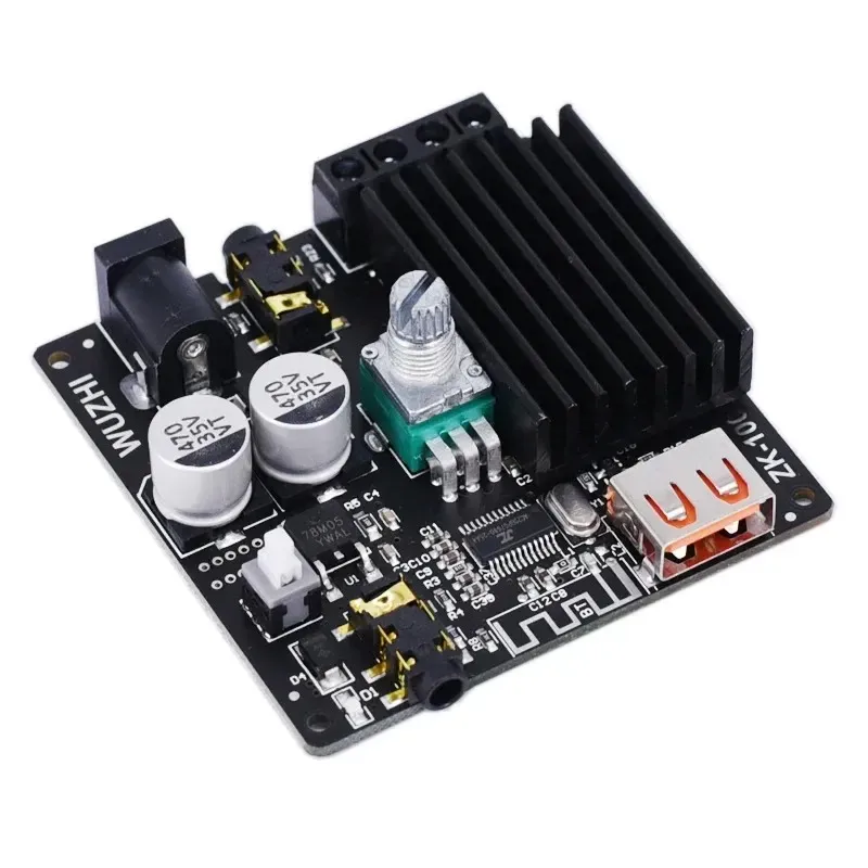 2024 ZK-1002M 100W+100W Bluetooth 5.0 Power Audio Amplifier Board Stereo AMP Amplificador Home Theater AUX USB