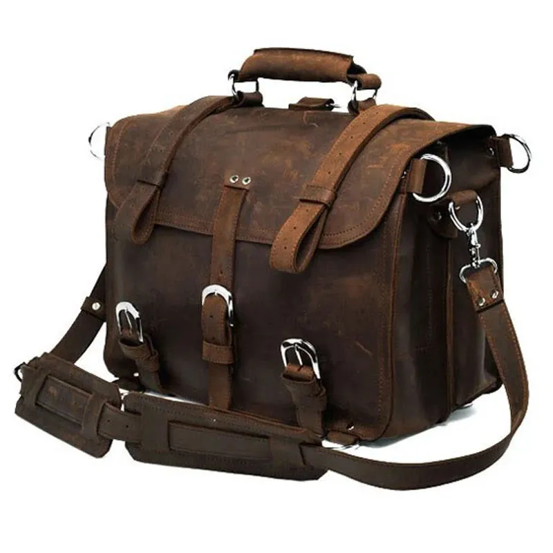 Vintage Crazy horse en cuir véritable hommes sacs de voyage sac à bagages Duffle grand week-end nuit 240322