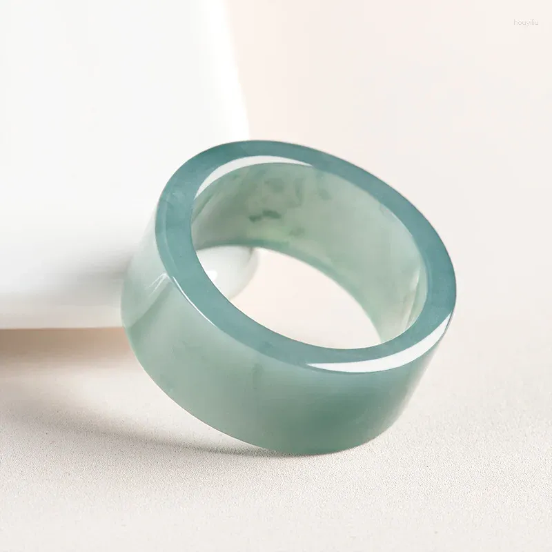 Anéis de cluster Diâmetro interno 20mm-24mm Natural Old Pit A-grade Jade Anel de água azul para presentes masculinos com tipo Jadeite Jóias Drop