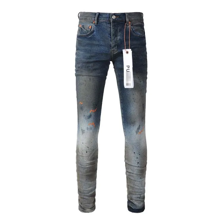 Lila jeans svarta byxor män kvinnor jeans designer rock väckelse hål magra byxor jeans smala passform jeans stretch smala passbyxor sanna jeans