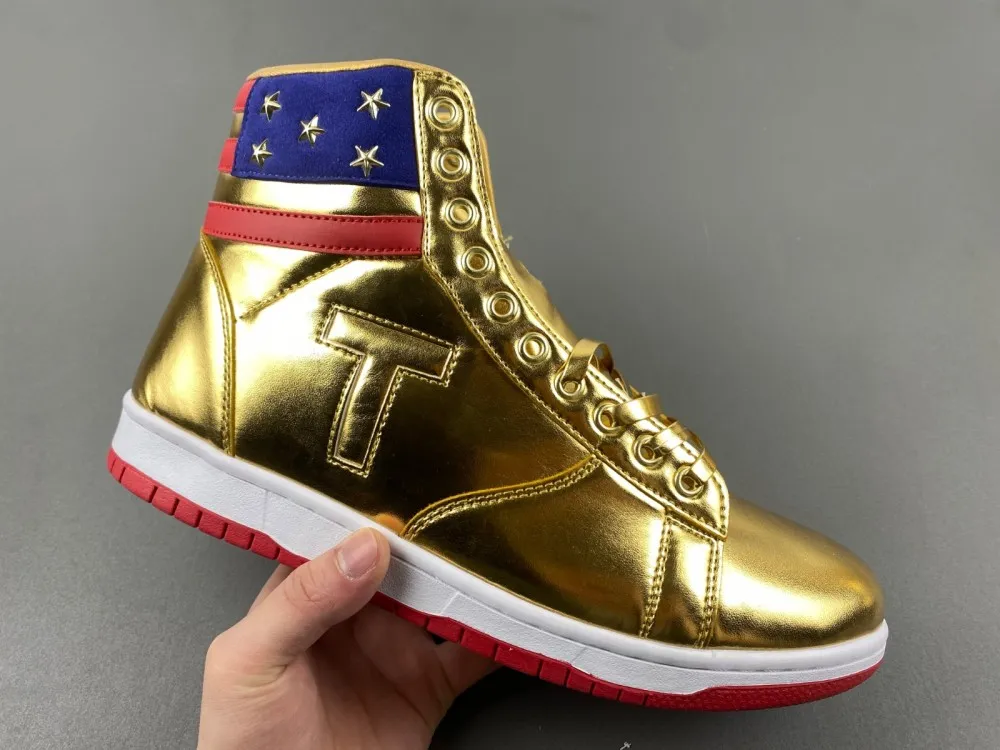 Trump Schuhe Trumps Turnschuhe geben nie Basketballschuh Gold Casual Schuhe High-Tops-Sneaker Luxusschuh Trendy Outdoor-Trainer für Männer und Frauen