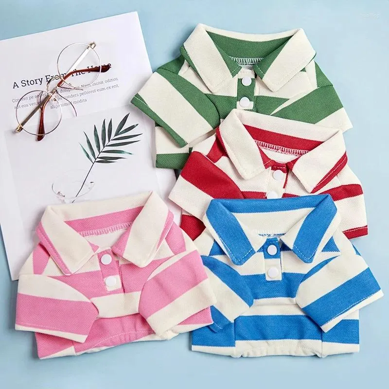 Dog Apparel Summer Polo Shirt Pet Cool Clothes Fashion Puppy Striped Sweatshirt Breathable Cat Pullover Cute Vest Dogs