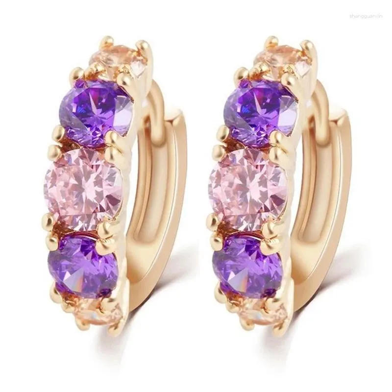 Keychains Arrival Women Zircon Earrings Pendant Hoop Female -Purple