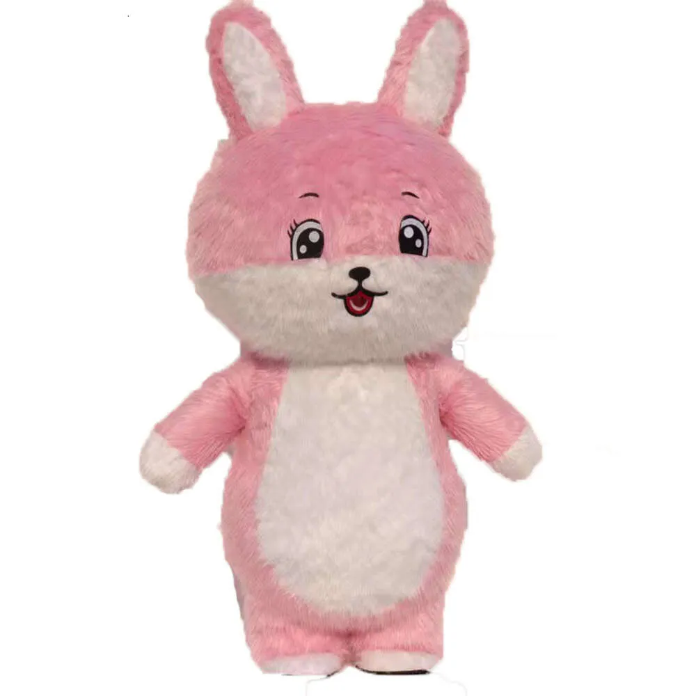 Costumes de mascotte 2m / 2.6m Costume de mascotte de lièvre rose Iatable Costume de lapin de pâques adulte tenue de lapin gonflable complet du corps